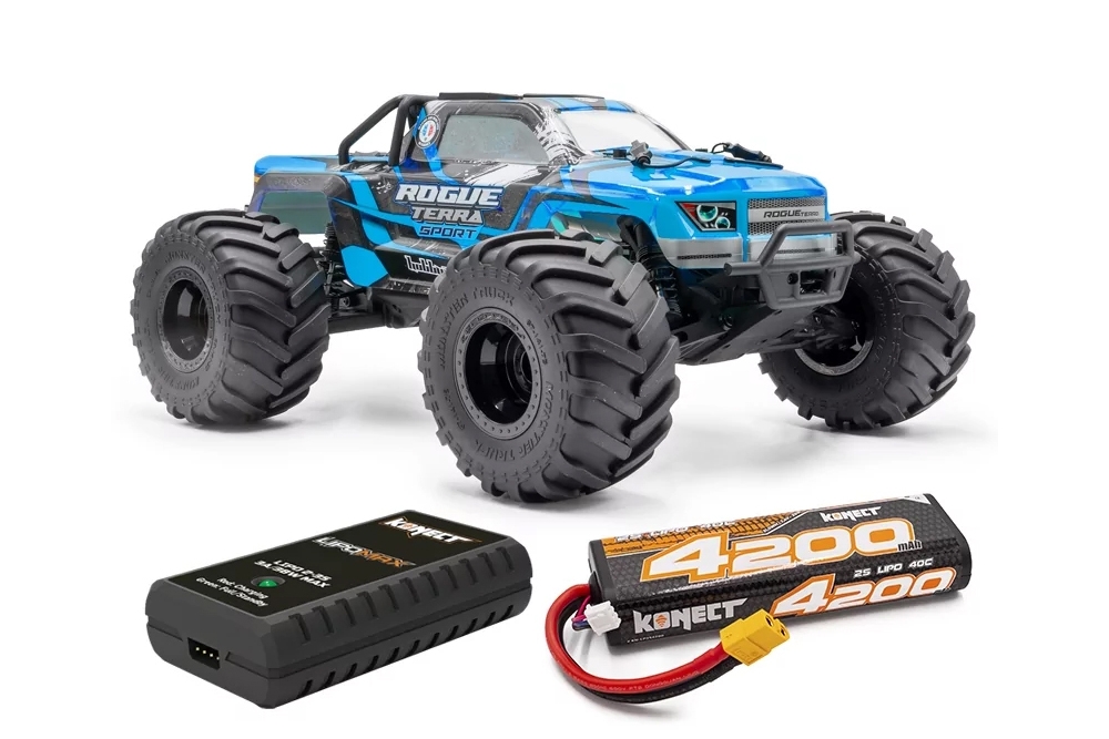 ROGUE TERRA SPORT RTR Brushless Monster Truck 4WD, modrá + akumulátor a nabíječ